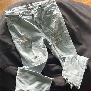 American Eagle Outfitters Light Blue Distressed Skinny Jeans